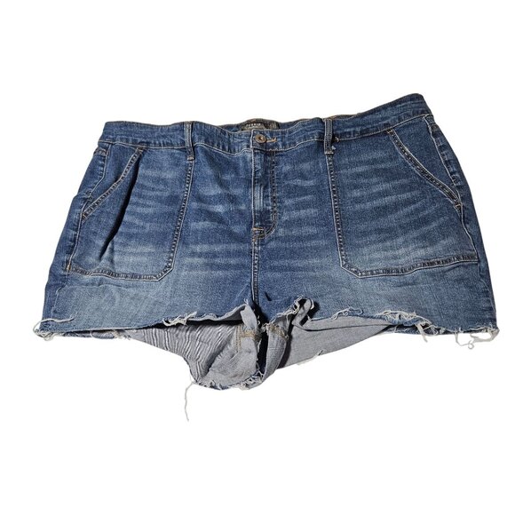 Torrid Jean Shorts Womens Size 24 High Waist Medium Wash Denim Booty Cutoffs - Picture 1 of 5